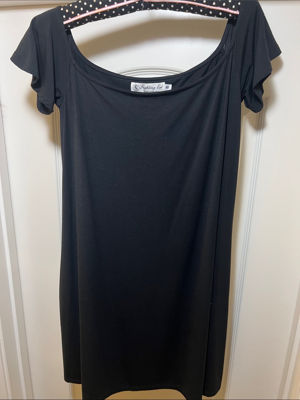 Fighting Eel Black Short Sleeve Scoop Neck Dress